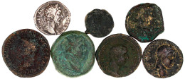 7 Münzen: Caesarea In Kappadokien Didrachme Marc Aurel, Antiochia In Syrien Bronzen Nero, Domitian, Hadrian, Nikaia In B - Altri & Non Classificati