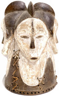 Gabun: Helmmaske, Sogen. "Ngontang" Der Fang-Stämme (Bulu, Ntumu, Betsi Und Kwele). Holz, Leder Und Kaolin. Höhe 36 Cm.  - Otros & Sin Clasificación