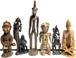 6 Holzskulpturen Verschiedener Afrikanischer Ethnien, U.a. Der Massai, Der Senufo, Der Makonde, Etc. Höhe Ca. 50 Bis 90  - Andere & Zonder Classificatie