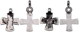 2 X Maria-Theresien-Taler 1780 SF Neuprägung, Umgearbeitet Zum Christlichen Amulett: Ausgesägt Zum Kreuz Mit Angelöteter - Ethiopie