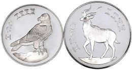 2 Silbermünzen: 10 Und 25 Birr EE 1970 = 1977. Bartgeier Und Bergnyala. Polierte Platte. Krause/Mishler 61a Und 62a. - Ethiopie