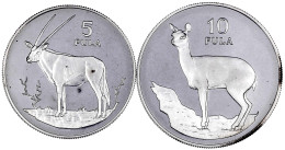 2 Silbermünzen: 5 Und 10 Pula 1978. Südafrikanischer Spießbock Und Klippspringer. Polierte Platte. Schön 12,13. Yeoman 1 - Botswana