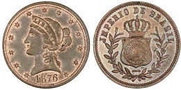 Cent-Probe (?) 1876 In Kupfer, 26 Mm, 7,23 G. Büste Der Liberty Umkreist Von 13 Sternen Und Jahreszahl (in Anlehnung An  - Brasile