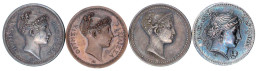 4 Medaillen (3 X Silber, Spätere Prägungen, 1 X Bronze, Original) Auf Karoline Und Ortesia. Je 22 Mm. Alle Vorzüglich/St - Other & Unclassified