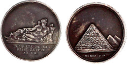 Silbermedaille AN VII = 1798, Von Brenet. Schlacht Um Unterägypten. 26 Mm; 10,58 G. Spätere Prägung Der Pariser Münze Vo - Andere & Zonder Classificatie
