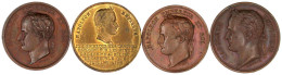 4 Kl. Bronzemedaillen (eine Vergoldet) 1840 Auf Den Tod Napoleons. Von Caunois (2 Var.), Borrel Und Montagny. Je 26 Mm.  - Otros & Sin Clasificación