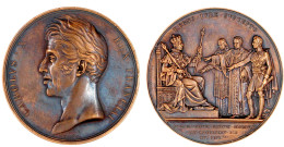 Bronzemedaille 1824 Von Gayrard Und Depaulis, A.d. Königswahl. 51 Mm. Vorzüglich - Altri & Non Classificati