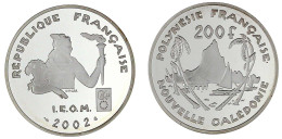 200 Francs Silber 2002. Neukaledonien, Insel Moorea. In Kapsel. Aufl. Nur 500 Ex. Polierte Platte. Schön 19. - Collections