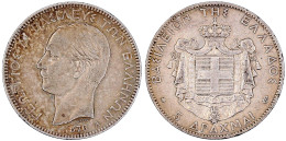 5 Drachmen 1876 A. Sehr Schön, Kl. Randfehler. Krause/Mishler 46. - Greece