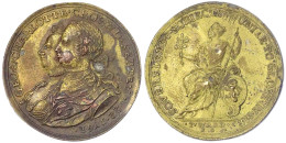 Vergoldete Bronzemedaille 1761 Von T. Ward. Krönung Mit Charlotte. 39 Mm. Sehr Schön. Brown 33. - Other & Unclassified