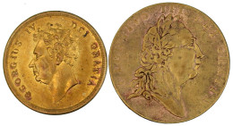 2 Stück: "Spade Guinea 1770" Messingjeton Und Messingmedaille O.J. (1820) Krönung George IV., 20 Mm. Sehr Schön/vorzügli - Andere & Zonder Classificatie