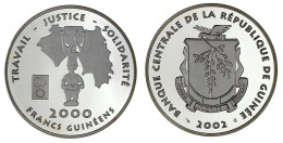 2000 Francs Silber 2002. Einführung Des Euro. In Kapsel, Aufl. Nur 500 Ex. Polierte Platte. Krause/Mishler 65. - Guinée