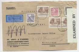 SVERIGE 15CX3+10C+35C+5C LETTRE COVER AVION STOCKHOLM 1941 TO CANADA CENSOR - Storia Postale