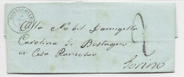 SARDEGNA SARDE CACHET MONTECHIARO 3 AGO 1852 LETTERA LETTRE COVER TORINO  TAXE 2 - Sardaigne