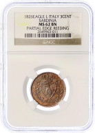 3 Centesimi 1826 MV-L, Adlerkopf. Turin. Teilweise Riffelrand. Im NGC-Blister Mit Grading MS 62 BN/ PARTIAL EDGE REEDING - Piémont-Sardaigne-Savoie Italienne