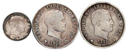 3 Silbermünzen: 5 Lire 1808 M, 1811 M Und 1 Lira 1812 V (vz). Sehr Schön Und Vorzüglich - Napoleónicas