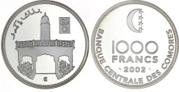 1000 Francs Silber 2002. Einführung Des Euro. In Kapsel. Aufl. Nur 500 Ex. Polierte Platte. Krause/Mishler 20. - Comores