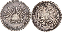 4 Reales 1846 Zs OM, Zacatecas. Gutes Sehr Schön, Min. Justiert, Kl. Schrötlingsfehler. Krause/Mishler 375.9. - Mexiko