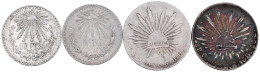 4 Silbermünzen: 8 Reales 1887 M°, 1896 G°, Peso 1932 Und 1940. Sehr Schön Bis Vorzüglich - Mexico