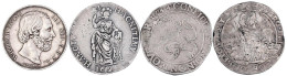 4 Silbermünzen: Utrecht Löwentaler 1644, Westfriesland Reichstaler 1619, Deventer 3 Gulden 1698, Königreich 2 1/2 Gulden - Sonstige & Ohne Zuordnung