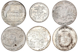 6 Versch. Dinars In Silber. 5 X 1969, 1 X 1970. Polierte Platte Und Stempelglanz. Krause/Mishler 292, 295, 296, 297, 300 - Túnez