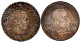 2 Silbermedaillen 1957 Auf Europäische Persönlichkeiten Im II. WK: Mussolini Und Dietl. Je 30 Mm; 13,06 Und 12,94 G. Vor - Venezuela