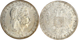 Vereinstaler 1866 A, Kremnitz. Prägefrisch/fast Stempelglanz. Herinek 474. Thun 445. - Monedas En Oro