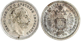 10 Kreuzer 1872. Fast Stempelglanz. Herinek 735. - Gold Coins