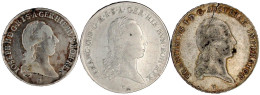 3 Stück: 1/2 Kronentaler 1789 M, Kronentaler 1793 B, Konventionstaler 1818 V. Schön/sehr Schön Bis Sehr Schön, Letzterer - Monete D'oro