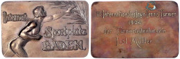 Rechteckige Bronze-Preisplakette 1904 Von Jauner. Internationaler Sportplatz Baden, VI. Internat. Lawn-Tennis-Turnier. V - Gouden Munten