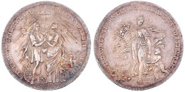 Silbermedaille Im Talergewicht Um 1700 Unsigniert (von P.H. Müller). Zur Hochzeit. 44 Mm; 28,94 G. Sehr Schön/vorzüglich - Gouden Munten