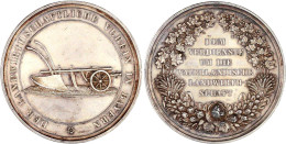 Silbermedaille Im Doppeltalergewicht O.J. (um 1850). Dem Verdienste Um Die Vaterländische Landwirtschaft. Pflug/Schrift  - Goldmünzen