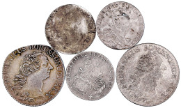 5 Silbermünzen: 1/3 Taler 1771 A, 1774 A, 6-Gröscher 1754 E, 1756 C, E. Meist Sehr Schön - Goldmünzen