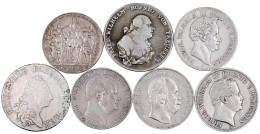 7 Silbermünzen: Taler 1786 A, 1795 A, 1831 A, 1857 A, Ausbeutetaler 1847 A, Siegestaler 1871 A, 3 Mark 1913 A Befreiungs - Monedas En Oro