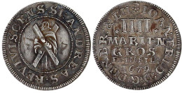 Ausbeute IIII Mariengroschen Feinsilber 1679, Clausthal. Ausbeute Der Grube St. Andreas. Inschrift ANDREAS*REVIVISCENS.  - Pièces De Monnaie D'or