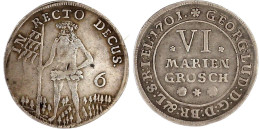 VI Mariengroschen 1701 ***, Zellerfeld. Wilder Mann. Sehr Schön, Sehr Selten. Welter 2179. Knyphausen 2985. Fiala 2966/6 - Gold Coins