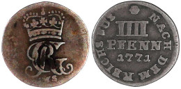 IIII Pfenning Landmünze 1771 IWS, Clausthal. Gekr. Monogramm. Fast Sehr Schön, Schöne Patina, Von Größter Seltenheit. We - Gold Coins