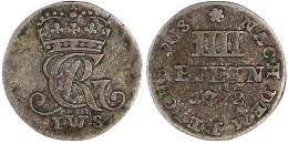 IIII Pfenning Landmünze 1772 IWS, Clausthal. Gekr. Monogramm. Sehr Schön, Schöne Patina, Sehr Selten. Welter 2873. Fiala - Pièces De Monnaie D'or