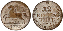 1/12 Taler 1788 IWS, Clausthal. Springendes Ross. Sehr Schön/vorzüglich, Prägeschwäche, Sehr Selten. Welter 2853. Fiala  - Gold Coins