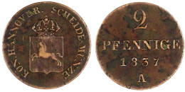 2 Pfennige 1837 A. Gutes Sehr Schön, Selten. Jaeger 43. AKS 78. - Pièces De Monnaie D'or