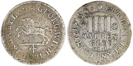 IIII Mariengroschen 1704 II.I, Celle. Springendes Ross. Sehr Schön, Kl. Randfehler, Sehr Selten. Welter 1613. Fiala 1626 - Gouden Munten