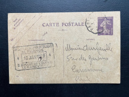 40c SEMEUSE ENTIER CARTE POSTALE / CONVOYEUR PARIS A ? POUR CARCASSONNE AUDE / 1927 - Tarjetas Precursoras