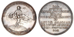 Silbermedaille Im Talergewicht 1713 Auf Die Geburt Seines Großneffen Karl (später Herzog Karl I.). Fortuna Mit Füllhorn  - Pièces De Monnaie D'or