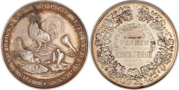 Silber-Verdienstmedaille O.J. (um 1900) Von Oertel. Geflügelzüchter-Verein Hemelingen. Berg Mit Hühnervögeln Und Tauben. - Goldmünzen
