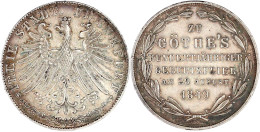 Doppelgulden 1849. Auf Goethes 100-jährige Geburtstagsfeier. Vorzüglich, Etwas Berieben. Jaeger 48. Thun 137. AKS 41. - Gold Coins