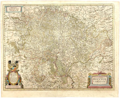 Kolorierte Kupferstich-Landkarte Der Landgrafschaft Hessen Von Jodocus Hondius (1563-1612, Amsterdam), Gedruckt Um 1630  - Goldmünzen