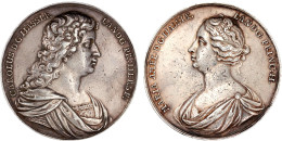 Große Silber-Hochzeitsmedaille O.J. (1673) V. Caspar Longerich. Drapiertes Brustb. Des Landgrafen N.r./drapiertes Brustb - Gold Coins