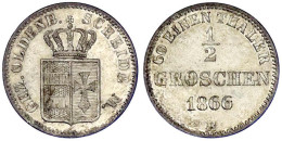 1/2 Groschen 1866 B. Teilweise Kerbrand. Vorzüglich/Stempelglanz. Jaeger 51. AKS 30. - Gold Coins