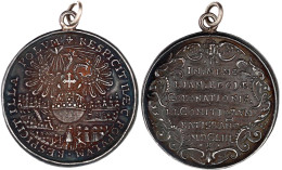 Silbermedaille 1653 V. Federer, A.d. Krönung Ferdinand IV. Doppeladler Mit Reichsapfel über Stadtansicht/ Schrift In Kar - Goldmünzen