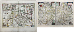 2 Stück: Kolorierte Kupferstich-Landkarte (1638) Von Willem Janszoon Blaeu (1571-1638) In Amsterdam. Dvcatvs Holsatiae N - Goldmünzen